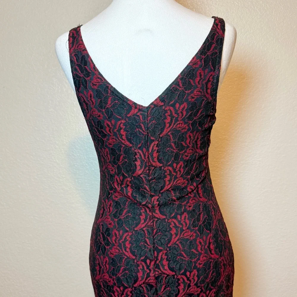 Vintage 90’s Y2K All That Jazz Red & Black Lace Maxi Dress Size Small - Picture 8 of 15